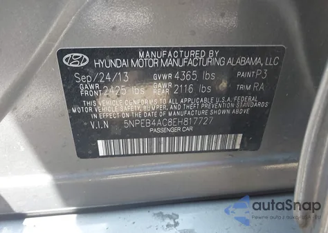 2014 Hyundai Sonata Gls из США, поврежденный, VIN 5NPEB4AC8EH817727